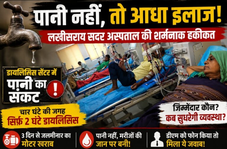 लखीसराय सदर अस्पताल में पानी के लिए तरसे डायलिसिस मरीज, आधा इलाज देकर लौटाए जा रहे मरीज