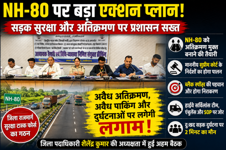 NH-80 को अतिक्रमण मुक्त बनाने की तैयारी, सड़क सुरक्षा को लेकर डीएम का बड़ा एक्शन प्लान